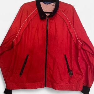 Men's Vintage Red Windbreaker with Black Trim